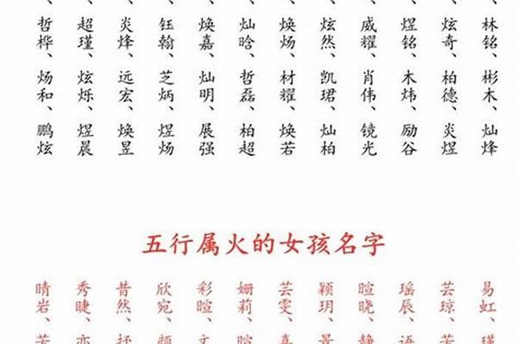 起名字五行属火的字大全