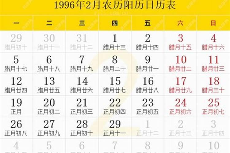 农历96年腊月15属什么