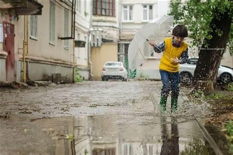 梦到下雨地上很多积水分不清路