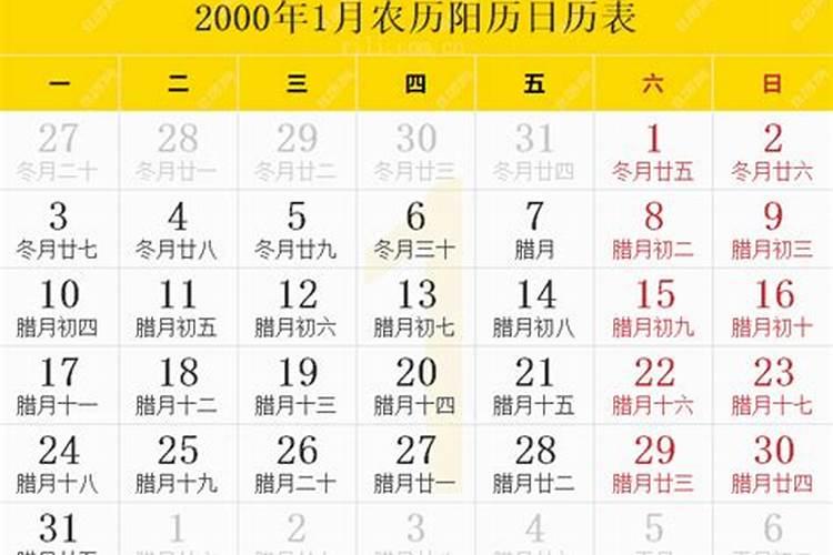 2000年属1月什么生肖