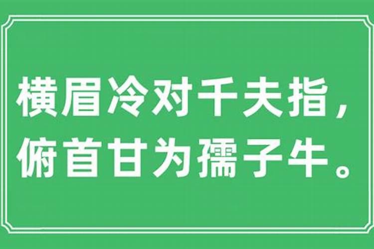 横眉冷对千夫指的是什么生肖