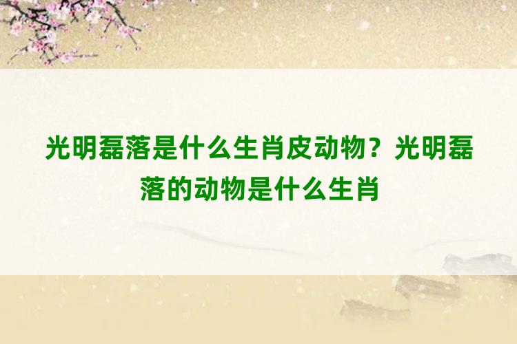 光明磊落是什么生肖皮动物？光明磊落的动物是什么生肖